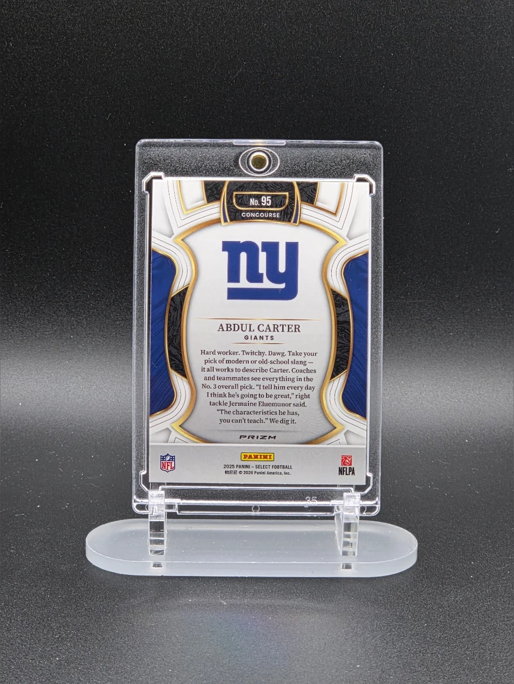 Abdul Carter Rookie Card — 2025 Panini Select(blue/black) shock design - Picture 2 of 2